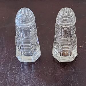 Bohemian Czech Crystal Clear Salt and Pepper Shakers